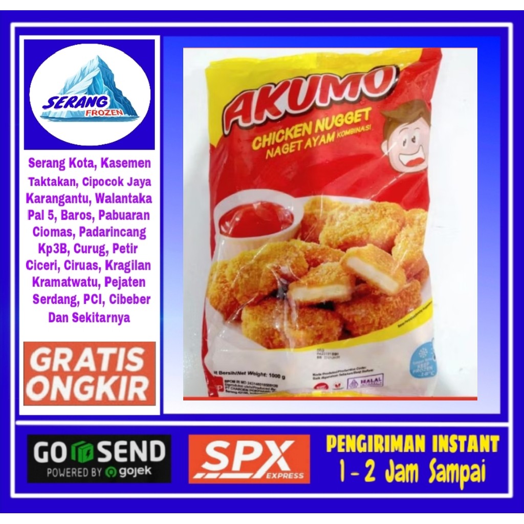 

Nugget Ayam Akumo 1Kg,Naget, Serang Frozen