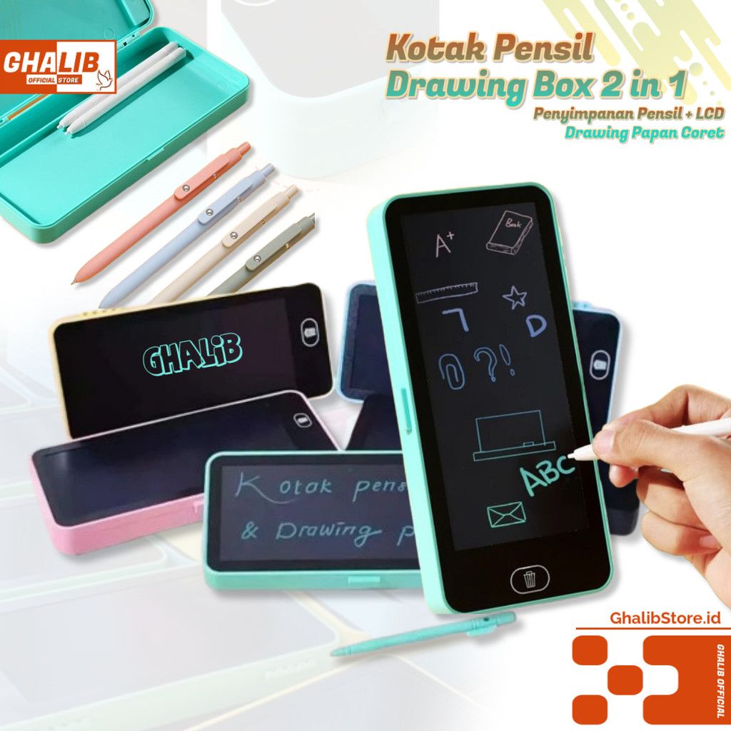 

Kotak Pensil Drawing Box 2 in 1 Tempat Penyimpanan Pensil + LCD Drawing Papan Coret Kreatif Anak