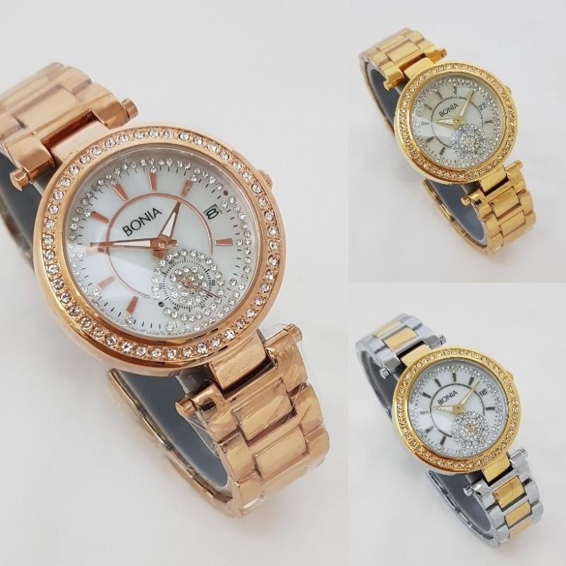 Jam Tangan Wanita Fashion Watch Bonia Permata Tanggal Chrono Detik High Quality