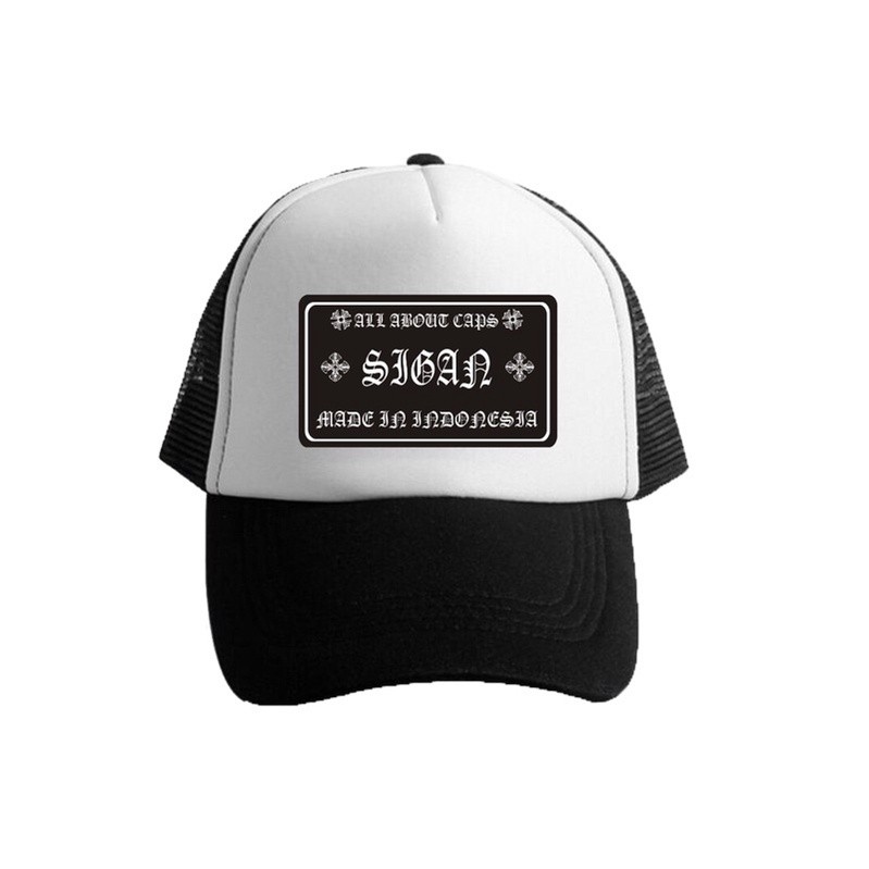 Topi Trucker KEREN - HITAM PUTIH