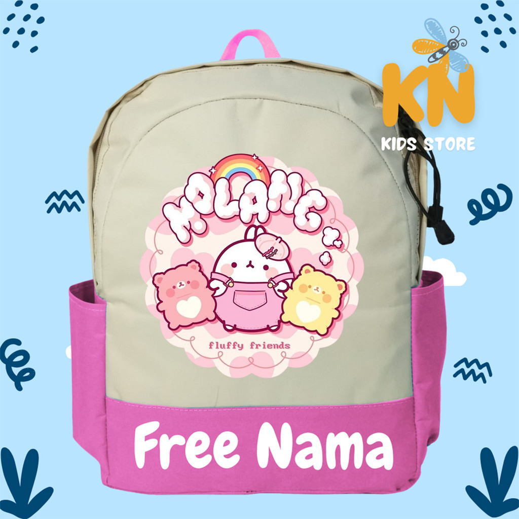 KN Tas Anak Kartun Molang Ransel Sekolah Molang TK SD PAUD Free Nama