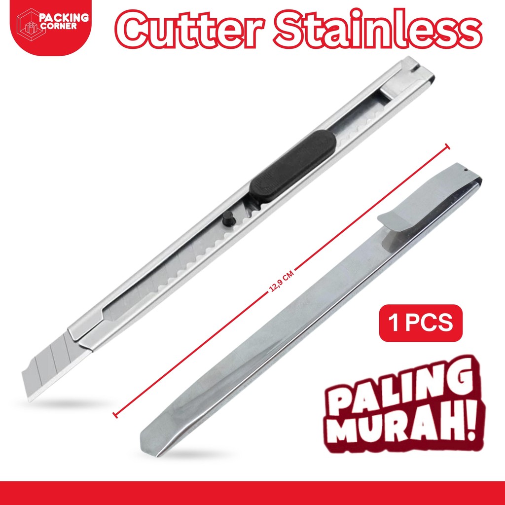 

Cutter Mini Stainless 12.5CM 12.5 CM Small Knife Pisau Kater Pemotong Kertas Anti Karat Pointed Blade