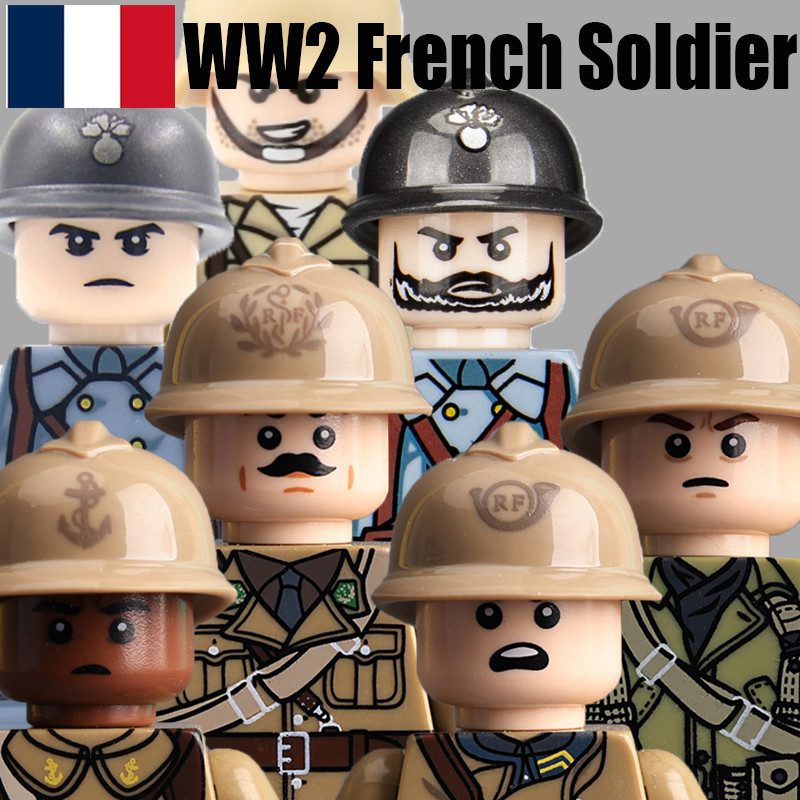 WW2 Military Fren   Soldier Figures Building Blocks WW1 Army Division Warrior Medical Infantry Gun H