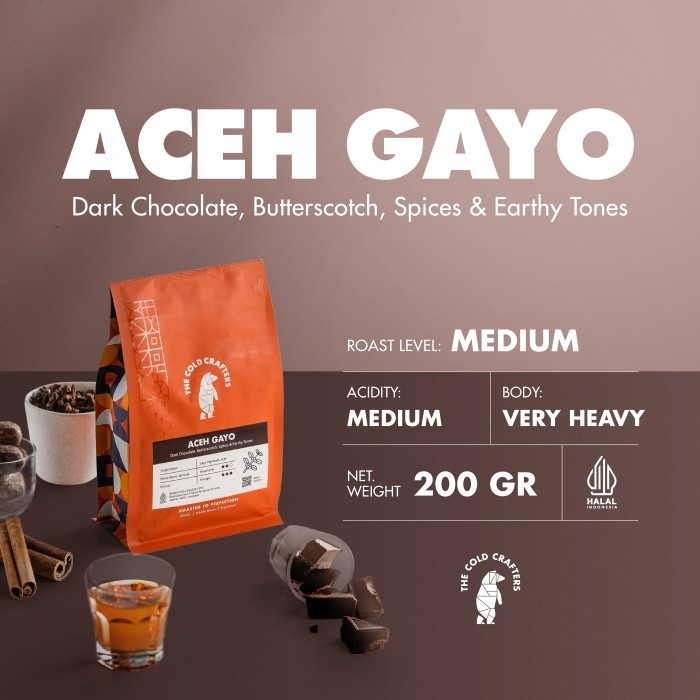

Aceh Gayo Arabica Grade 1 Biji Kopi Roasted Beans 200GR - Giling Medium