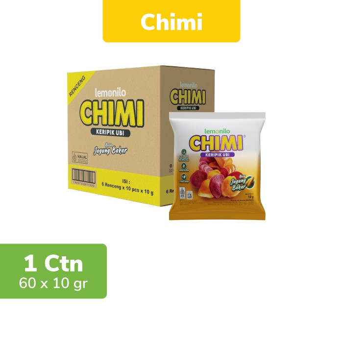 

1 Kardus 60 Pcs Lemonilo Chimi Keripik Ubi Jagung Bakar 10g