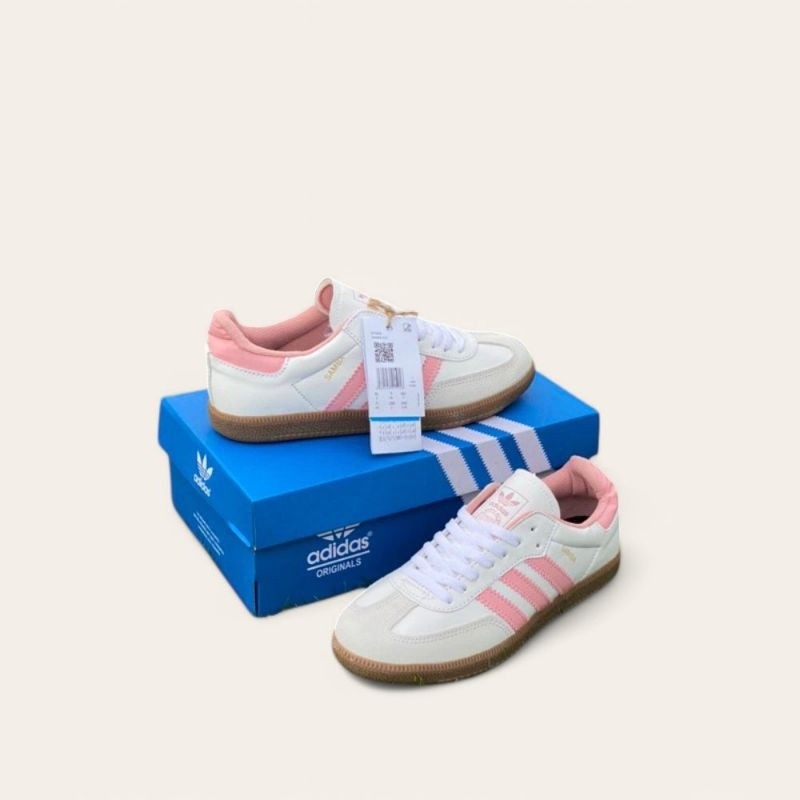 [COD] BIG PROMO SEPATU PRIA WANITA ADIDAS01 SAMBA ORIGINAL BNIB TREND WARNA PUTIH PEACH SIZE 36-43