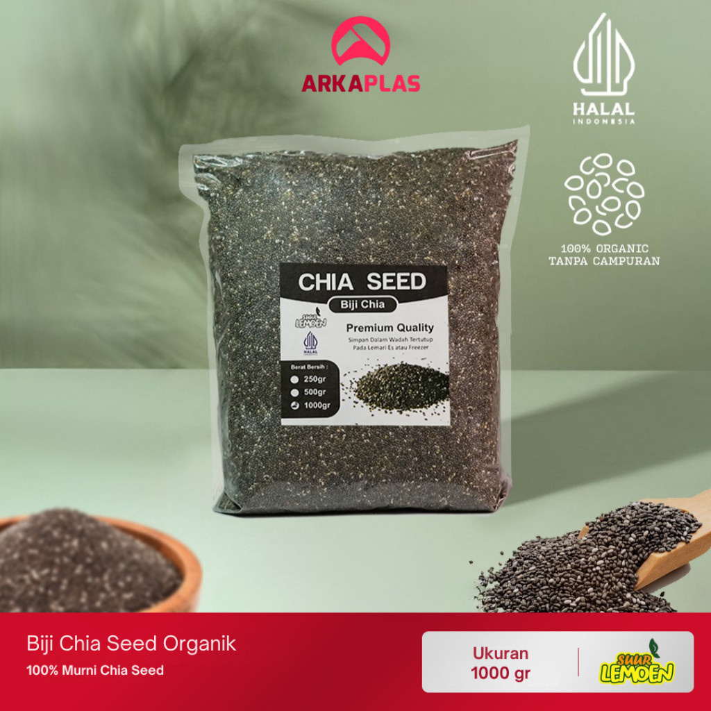 

Biji Chia Seed Organik 1000gr Suur Lemoen By ARKAPLAS