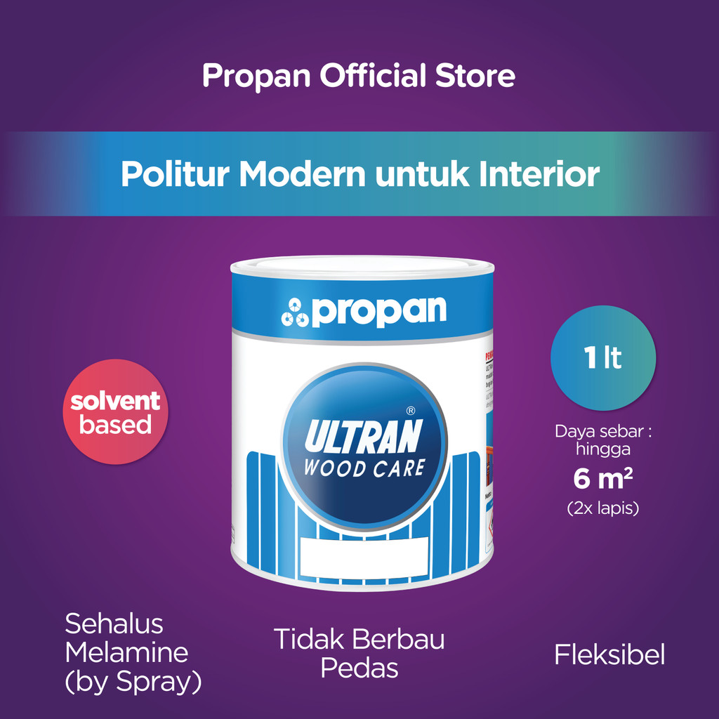 

CAT KAYU PROPAN POLITUR INTERIOR ULTRAN P-01 1 L SEHALUS MELAMIK