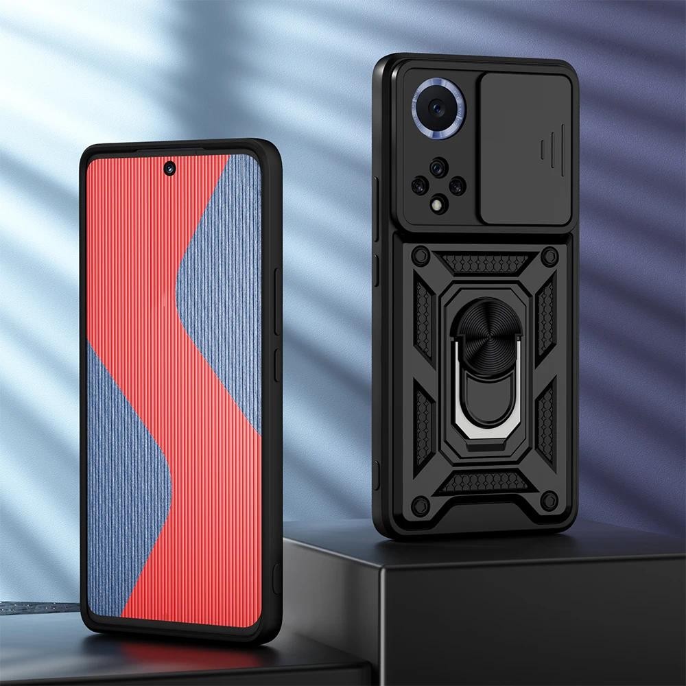 Untuk Huawei Honor 50 kasus Slide Camera Lens Protection 360  Meatl Ring Stand armor Hard casing Unt