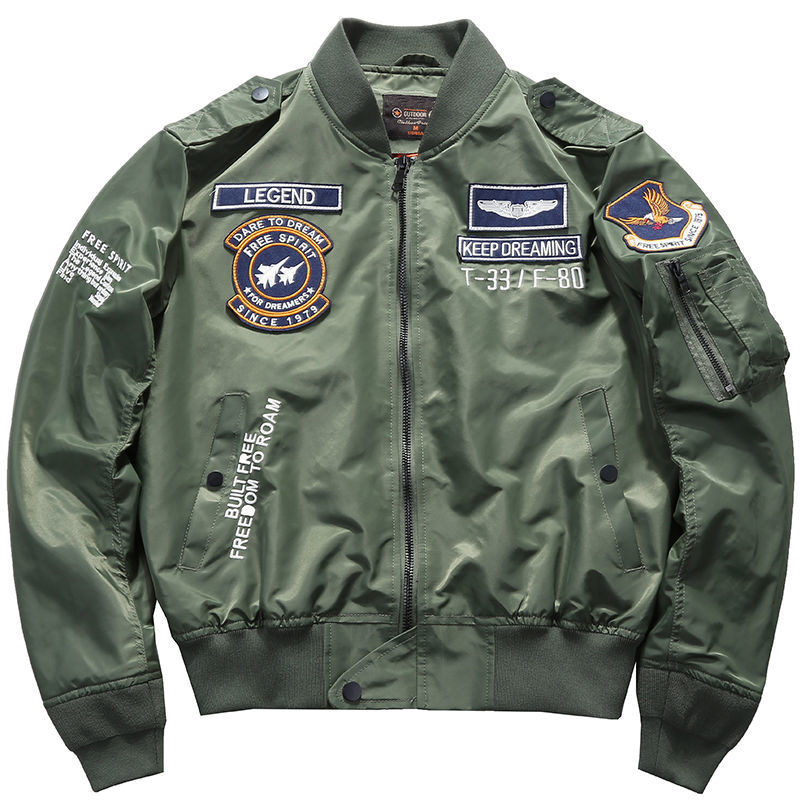 USA Man's Bomber Jacket Baseball Uniform Air Force One Army Aviation Jumper Aviator Workwear Basebal
