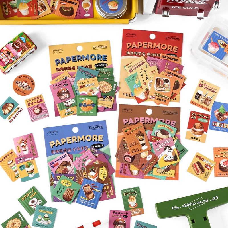 

[HARU] Street Corner Coffee Shop Series Sticker Pack PET Material Sticker Pack Stickers Dekorasi Binder Scrapbook Jurnal Stiker DIY Stiker Vintage