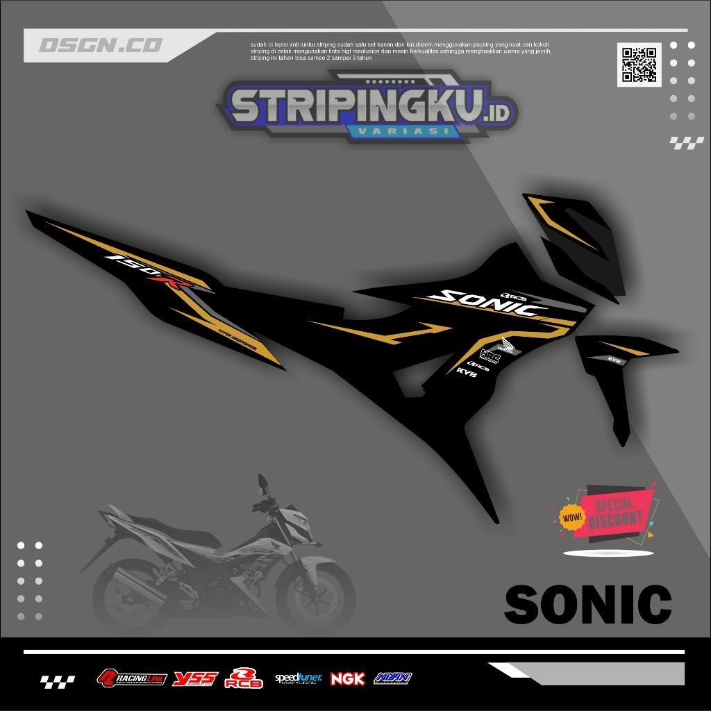 Striping Variasi Honda Sonic 150R / Sticker Honda Sonic variasi motif simple keren kode 06