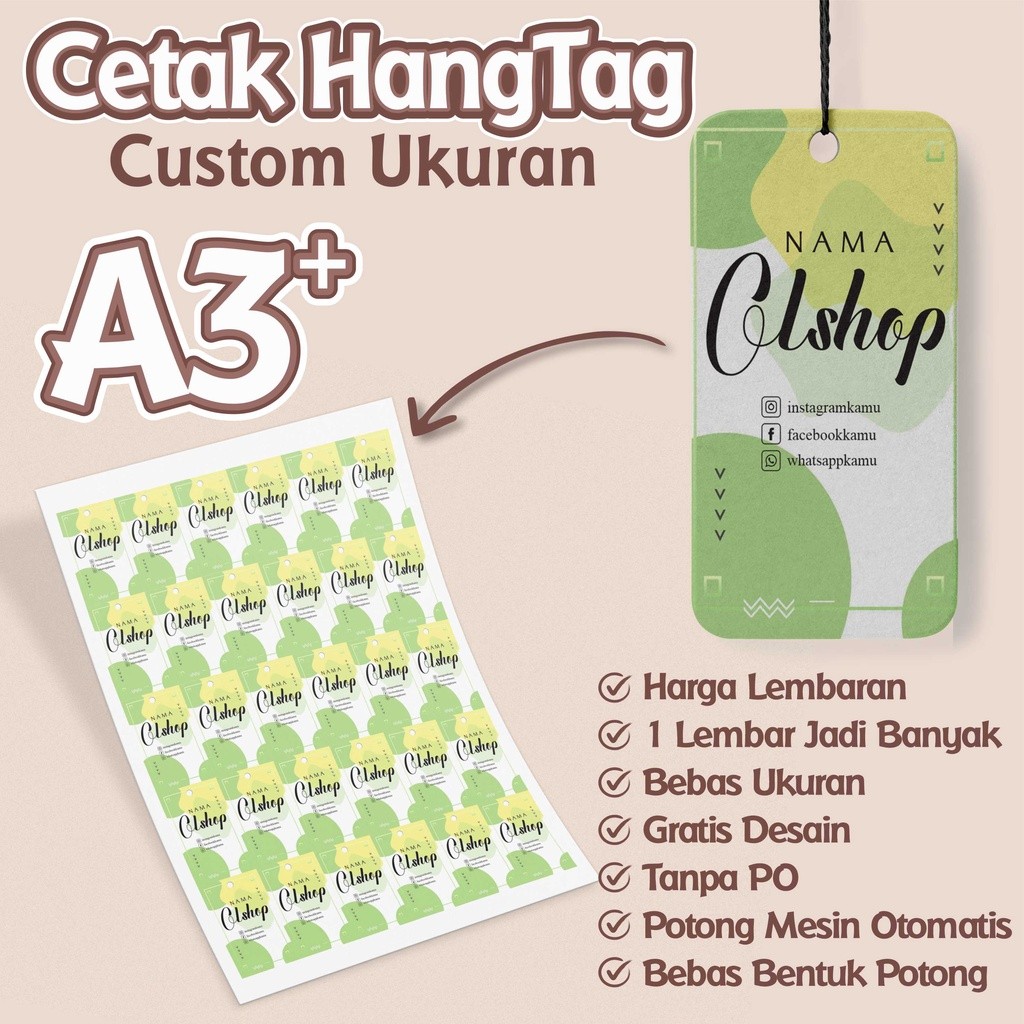 

Hang tag Custom Ukuran A3+ / Hang tag baju / Hang tag souvenir / Hang tag aksesori / Hang tag ulang tahun / Hang Tag Thank you / Hang Tag Polos / Hang Tag Olshop Murah