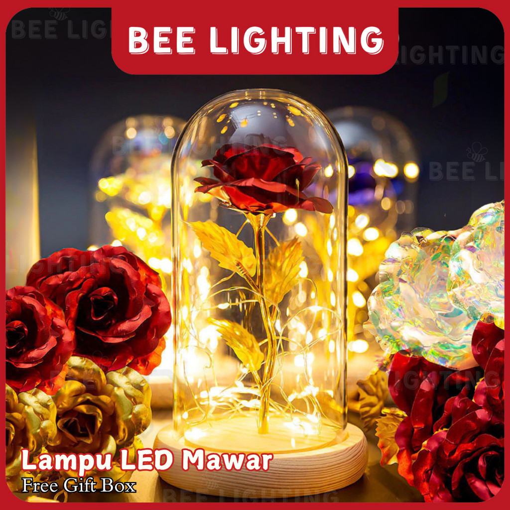 BEE LIGHTING ⭐GARANSI 1 TAHUN⭐ Lampu Led Mawar Gift Box Bunga Mawar Artificial Hias Kamar Lampu Kama
