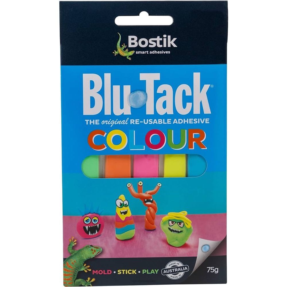 

BOSTIK BLU TACK REUSABLE ADHESIVE COLOUR 75G 5 COLOURS (LEM SERBAGUNA WARNA WARNI)
