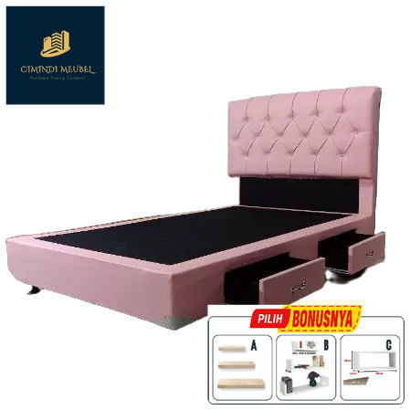 Dipan Divan Ranjang Laci + Sandaran Kasur Tempat Tidur SpringBed Busa Modern Minimalis