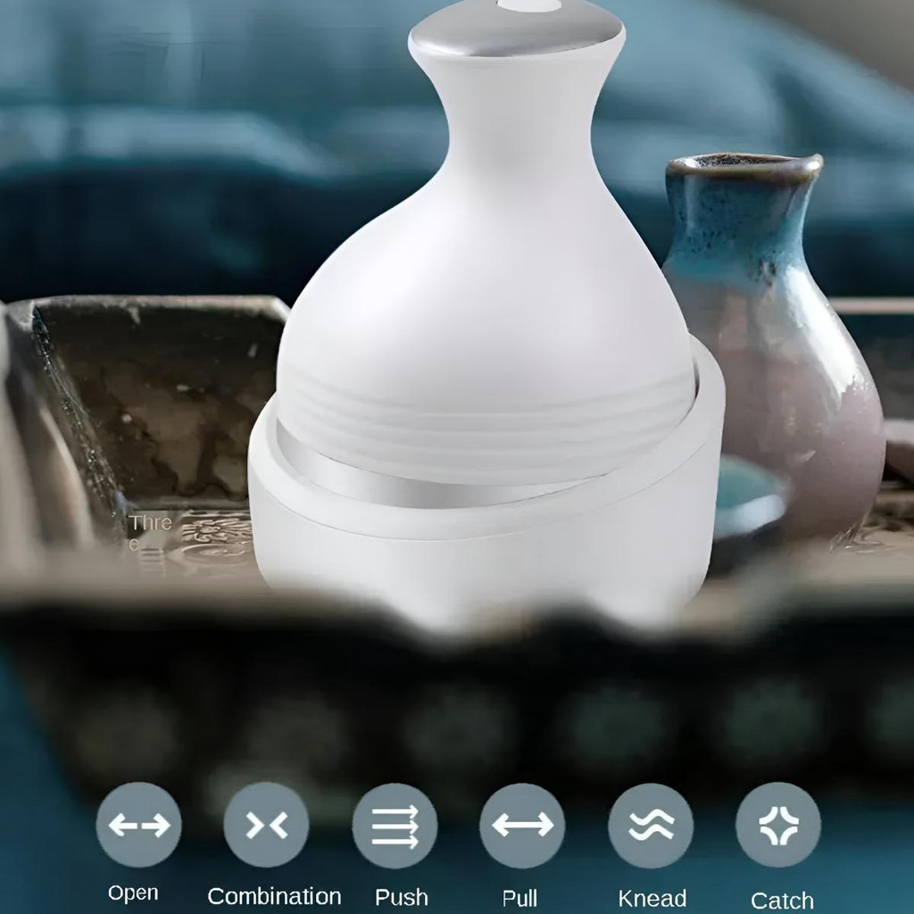 SHIIE Alat Pemijat Kepala Elektrik Alat Pijat Kepala Otomatis Alat Pijat Kepala Kucing Silikon