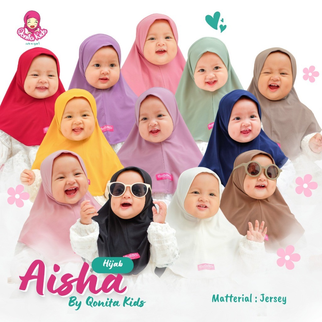 QONITA KIDS - AISHA (0 - 9 th), Hijab Bergo Anak Perempuan jilbab kerudung anak dan bayi muslim cant
