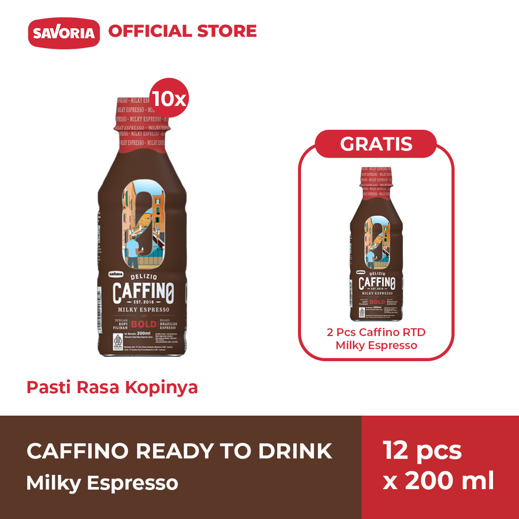 

Caffino Ready To Drink Milky Espresso 10 Pcs x 200ml + Gratis 2 Pcs
