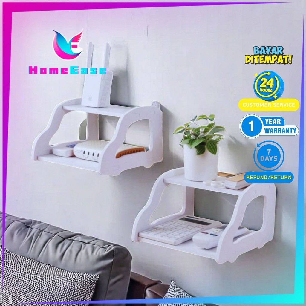 HomeEase - Rak Dinding/Meja Double Serbaguna Vintage Minimalis untuk Desktop Storage Dekoraasi Hiasa