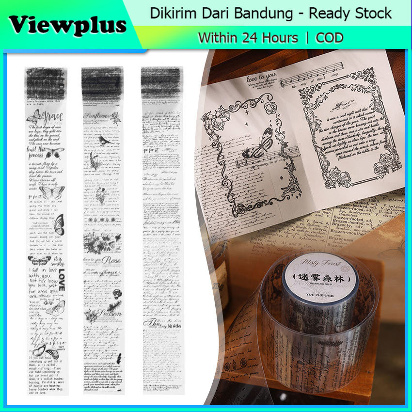 

3Meter Roll Sticker Quotes Tahan Anti Air Transparan Scrapbook Bujo Jurnal Estetik Word Kata - Washi Tape Vintage Journalling Scrapbook Supplies Masking Tape Japanese Retro Vintage Edition