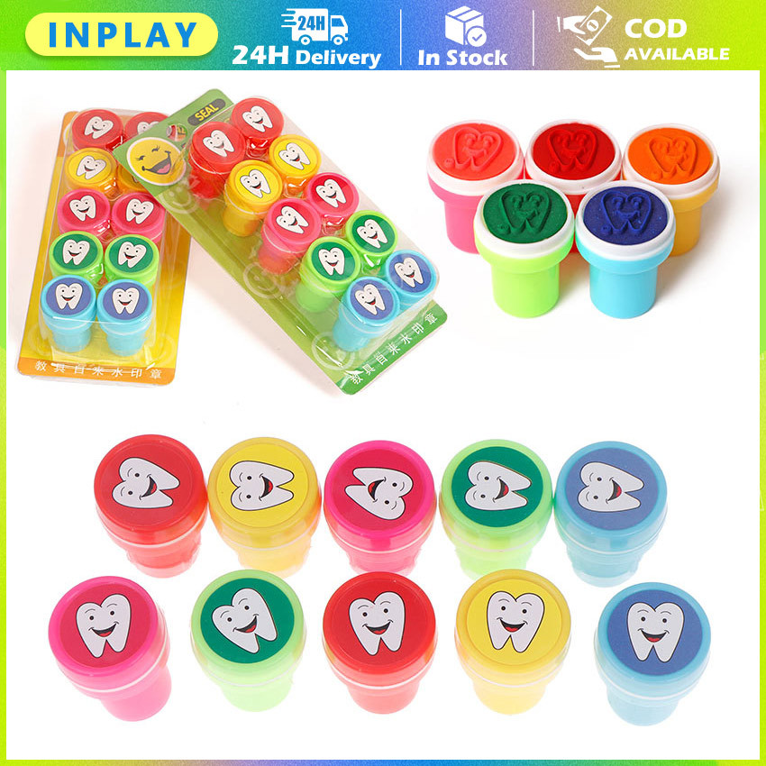

10 Pcs/Set Stempel Gigi / Stempel Gigi Bentuk Kartun Lucu untuk Anak-anak / Stempel Klinik Gigi
