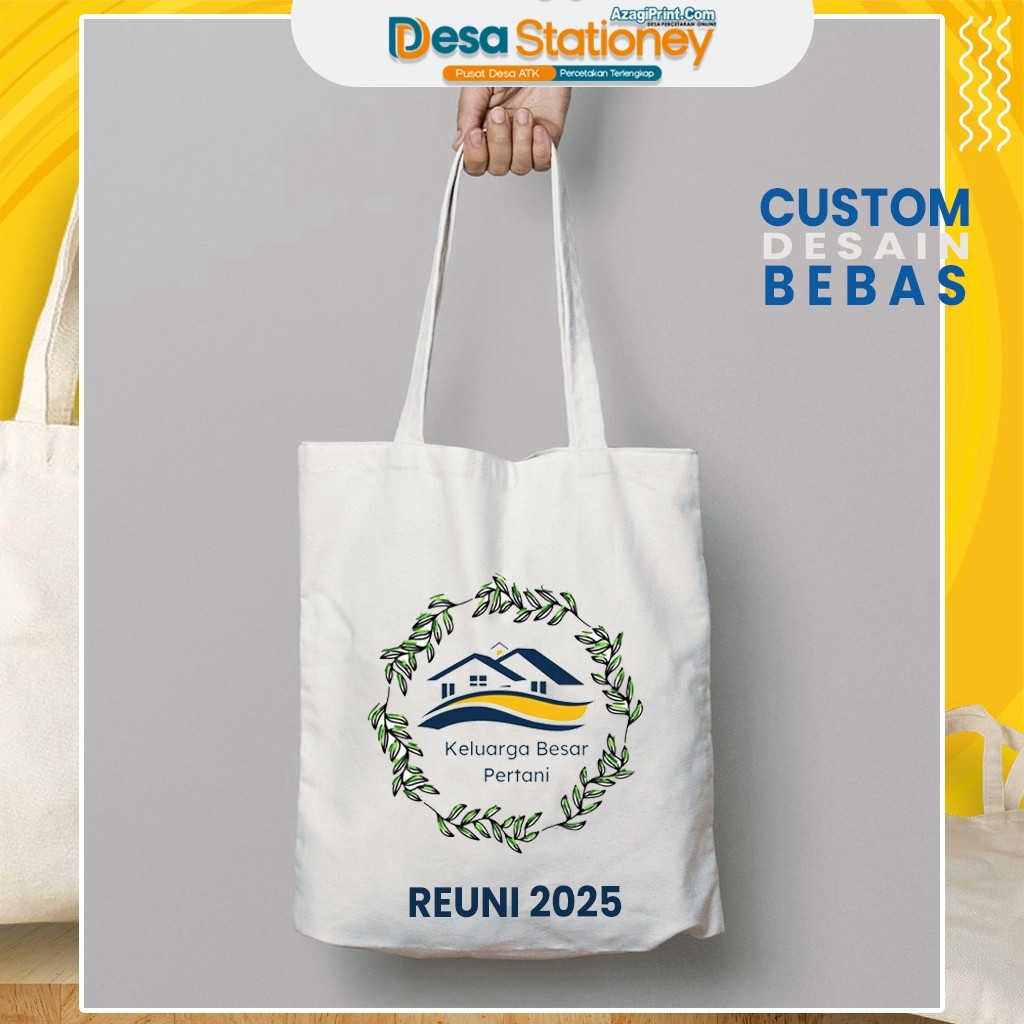 

Azagi Print Custom Blacu Full Print Tote Bag Blacu Premium Souvenir Reunian Acara Event Promosi Tas Hadiah Grade A