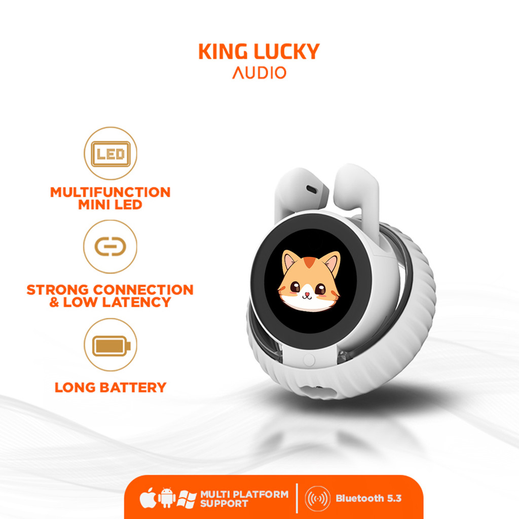 KINGLUCKY A21 TWS WIreless Bluetooth 5.4 with Mini LED Full Color Screen TWS Touch Screen LED Displa