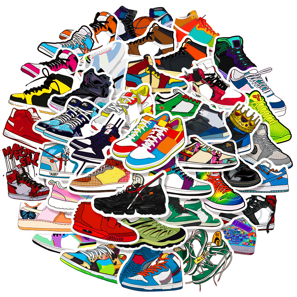 

50PCS Cartoon Cool Sneakers Trend Creative Graffiti Stickers Bike Skateboards Car Helmets Laptop Decals Toys