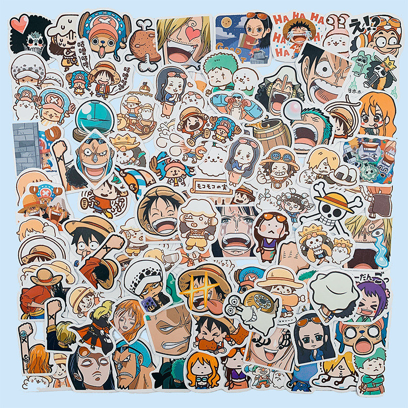 

100pcs Kawaii Japan Anime ONE PIECE Cute Cartoon Luffy Zoro Graffiti Sticker Decals Kids Toy Phone Luggage Waterproof Stickers