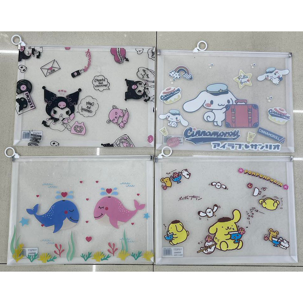 

Zipper Bag Size A4 Folder Kertas Tebal 1-2cm Motif Sanrio Kuromi Melody Cinnamonroll - OS0438