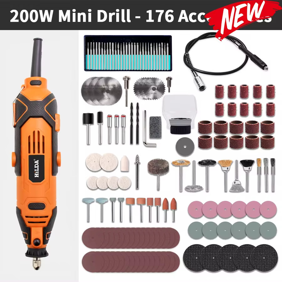 46pcs HILDA Bor Mini / Gerinda Listrik Mini /Pen Ukir /Mesin Bor Gerinda Mini Drill/Set Mini Grinder