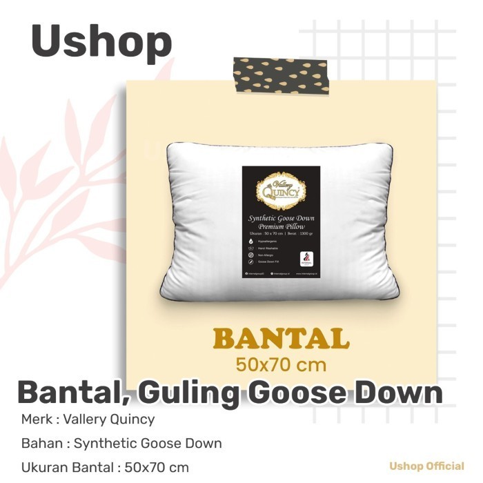 Vallery Quincy - Bantal / Guling Bulu Angsa - Soft Pillow Bolster  Goose Down Tidur Kepala Ushop