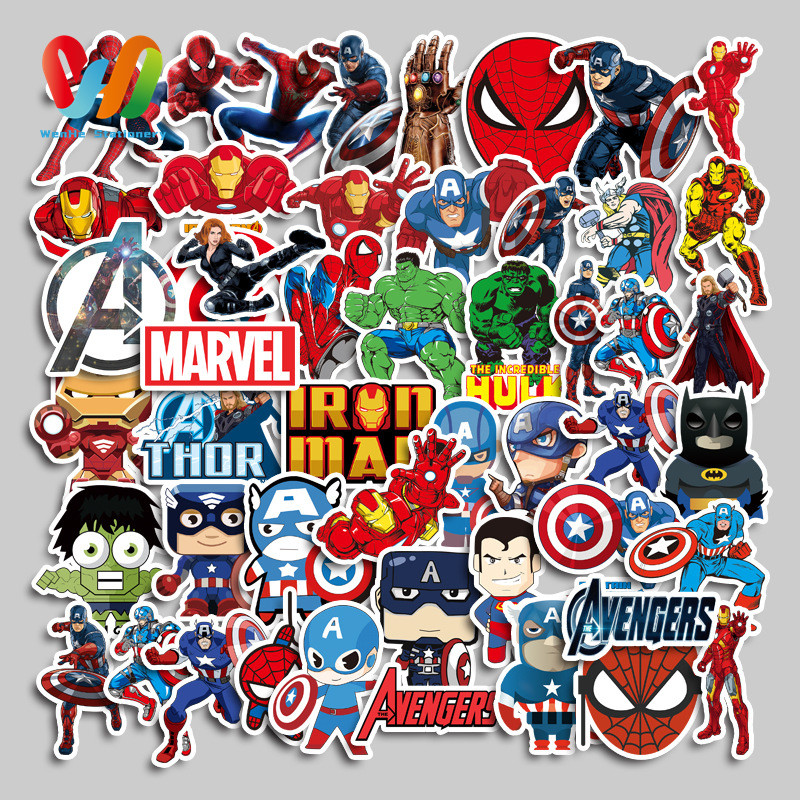 

50pcs stiker Aliansi Avengers yang Lucu DIY untuk Komputer, Washi, Scrapbooking, Laptop, Alat Tulis, Seni, dan Kerajinan.