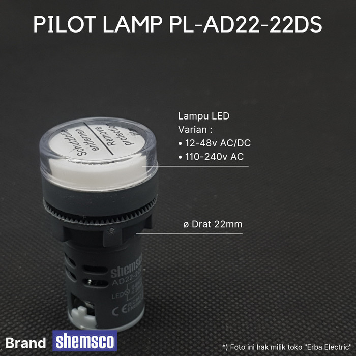 MU99 Pilot Lamp WHITE 22mm 12-48v Indicator Lamp 12v 24v 48v PLAD