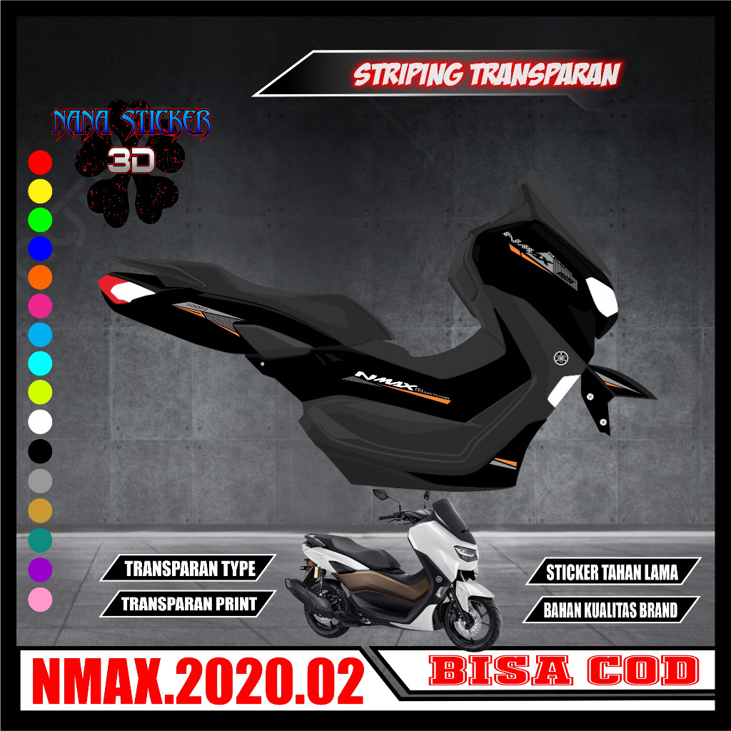 Striping TRANSPARAN  YAMAHA NMAX 2020 2023 Variasi Stiker Sticker list body motor YAMAHA NMAX 2020 K