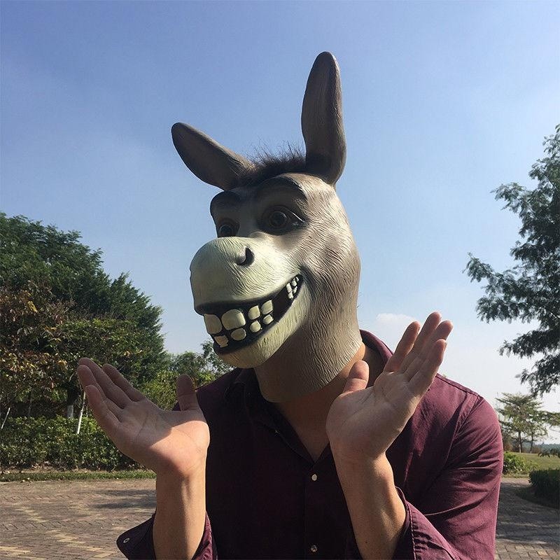 Creepy Funny Donkey Horse Head Mask: Halloween Animal Cosplay Costume