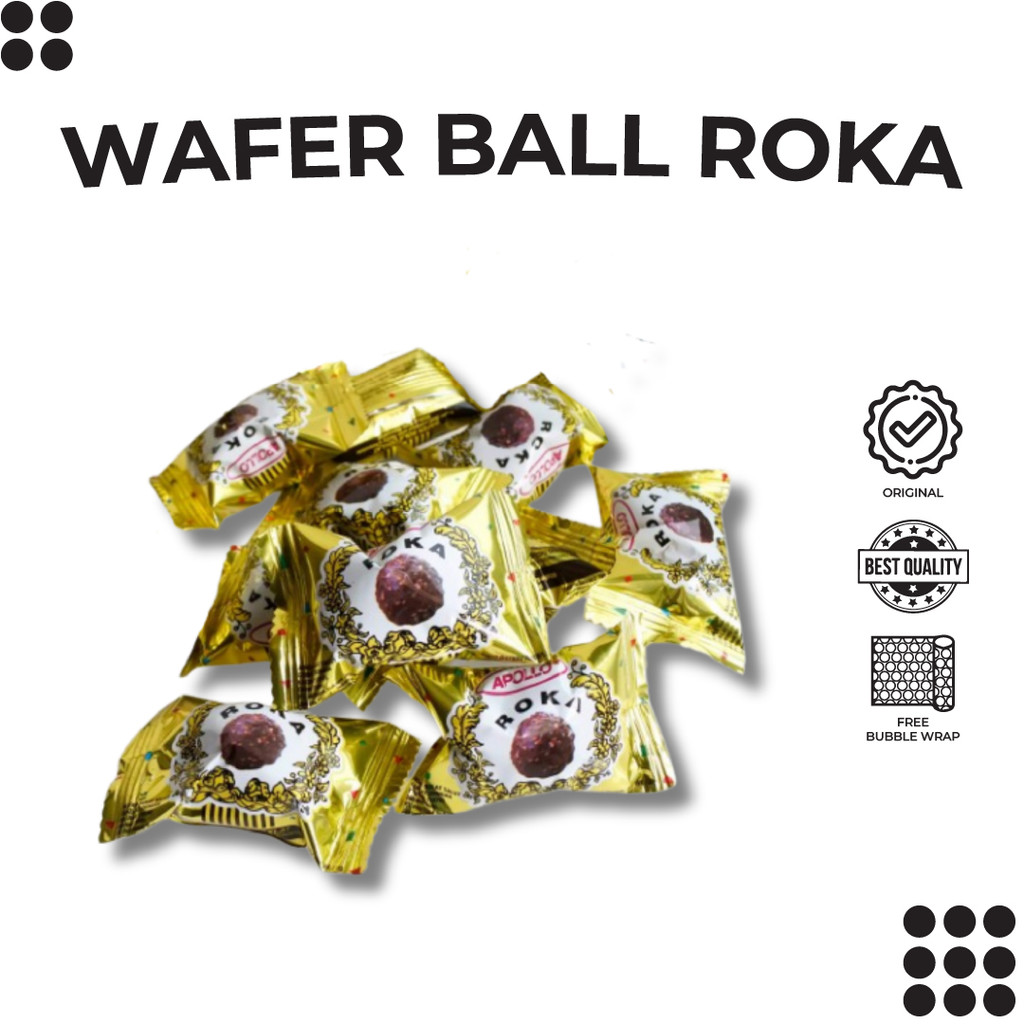 

APPOLO ROKA WAFER COKELAT WAFER BALL BULAT ISI 70PCS PREMIUM