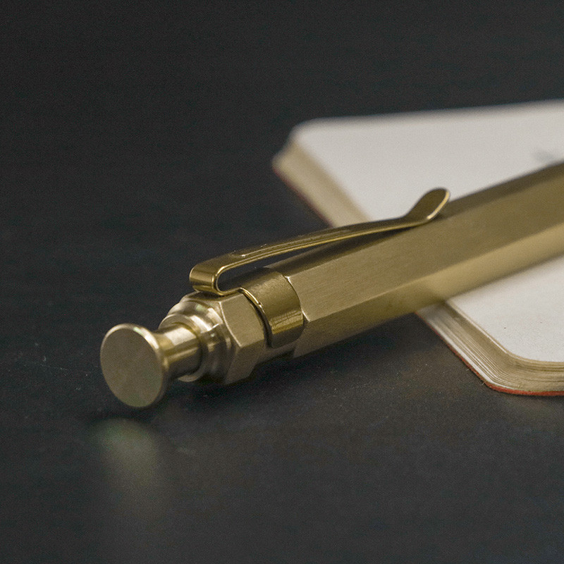 

Handmade Brass Ball Pen Explosion-proof Pure Copper Retro Pen Ball point Signature Pen With Box Gift