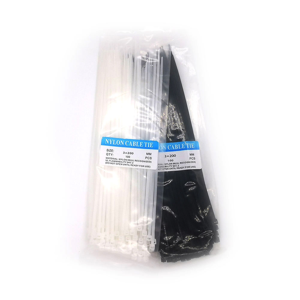 

Wholesale 200mm Length Cable Tie Nylon 66 Customized Plastic 3*200 Zip Ties Wraps