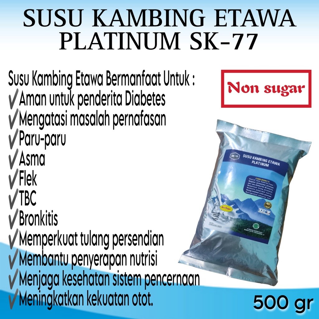 

SUSU KAMBING ETAWA SK77 NON SUGAR 500GR AMAN UNTUK DIABET