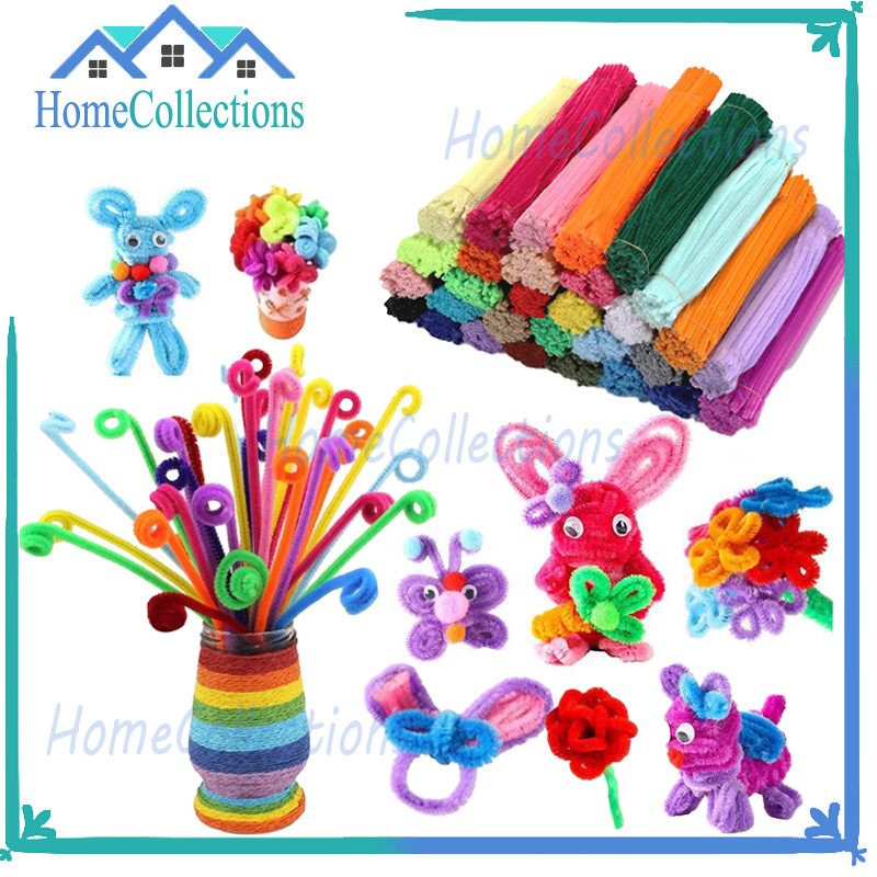 

100Pcs Kawat Bulu Pastel 30Cm Kawat Bulu Mainan Anak Craft Pipe DIY Kerajinan Tangan Pipe Cleaner Kawat Bulu Bunga