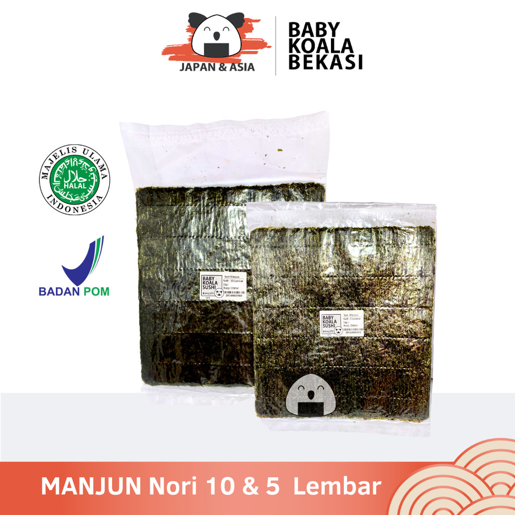 

MANJUN Nori Sushi 5 & 10 Lembar Halal │ Yakinori Import Kimbab/ Gimbab │ Lembar Rumput Laut - Bekasi