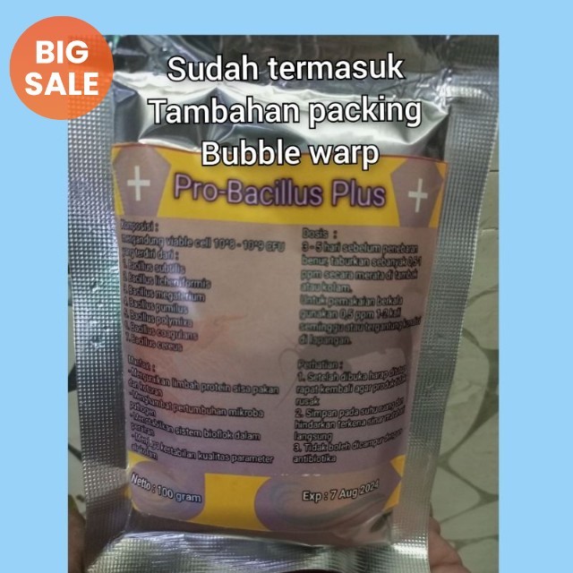 Probiotik bacillus plus 100 gram / probiotik kolam bioflok / probiotik / bakteri starter / kolam bio