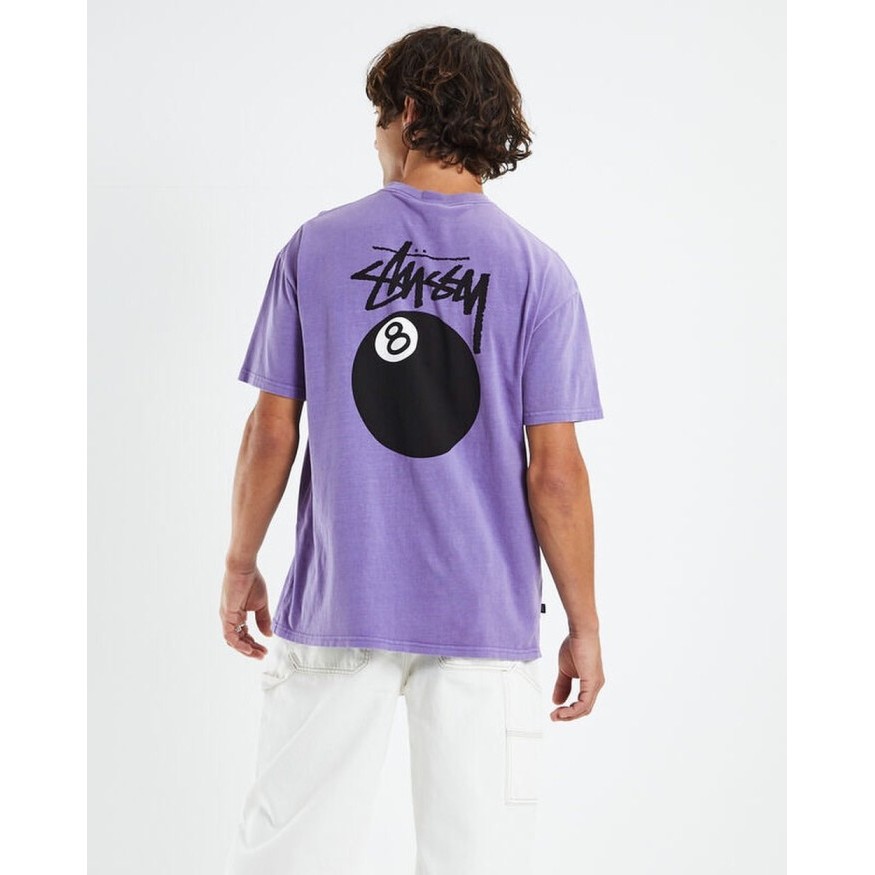 Kaos Oversize Stussy 8 Ball Purple Lilac Tshirt