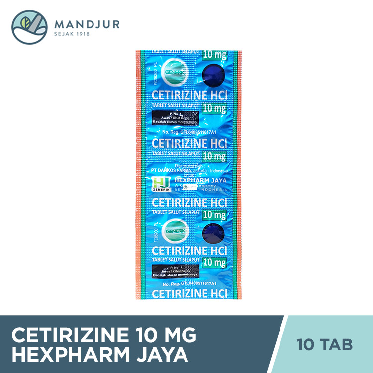 CETIRIZINE HYDROCHLORIDE HEXPHARM 10 MG 1 STRIP @ 10 TABLET SALUT SELAPUT