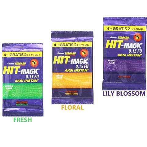 HIT MAGIC KERTAS 4+2 LEMBAR ECER OBAT NYAMUK BAKAR PEMBASMI HAMA SERANGGA FLORAL FRESH LILY BLOSSOM 