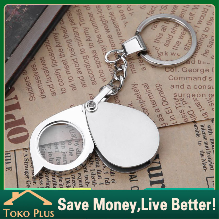 

Kaca Pembesar Mini 10x Stainless Portable / Gantungan Kunci Kaca Pembesar Lipat Stainless