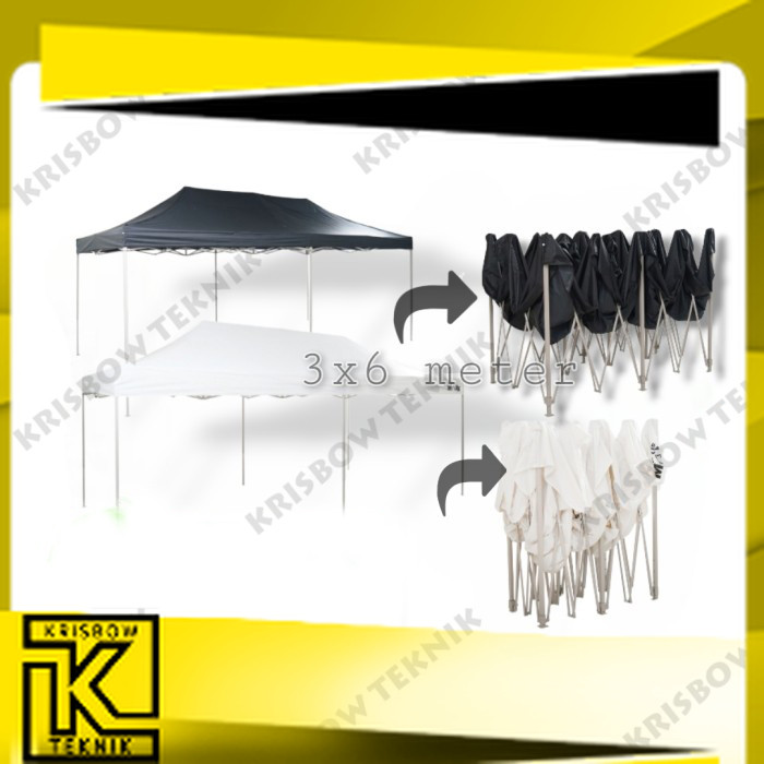Krisbow Soleil Tenda Jualan Bazar Gazebo Lipat Folding 3x6 Mtr Soleil - Hitam