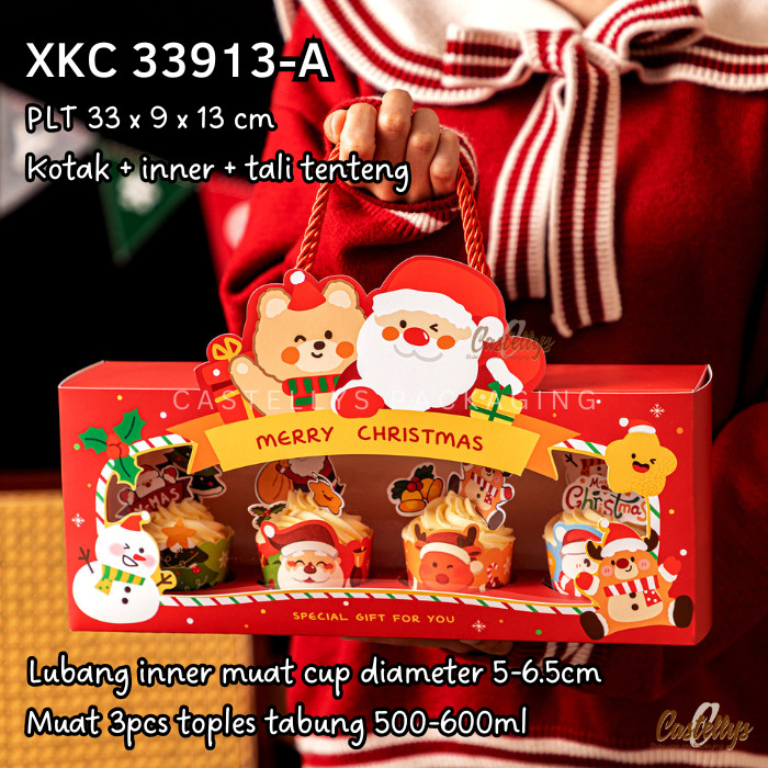 

XKC33913A Kotak box Kue Natal Cupcake Hampers